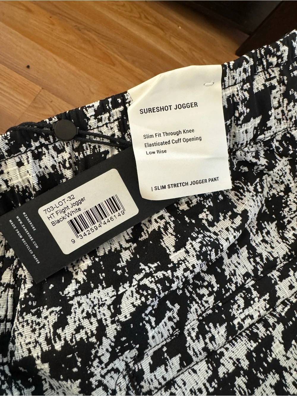 NWT Zanerobe Black & White Houndstooth Joggers size:32 - Picture 3 of 10